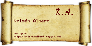 Krisán Albert névjegykártya